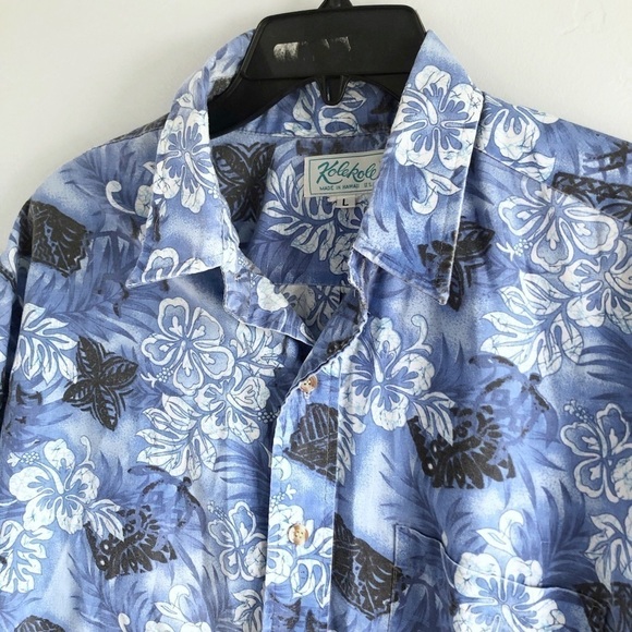 Kole Kole Vintage Blue Tropical Hawaiian Shirt L - Picture 2 of 5